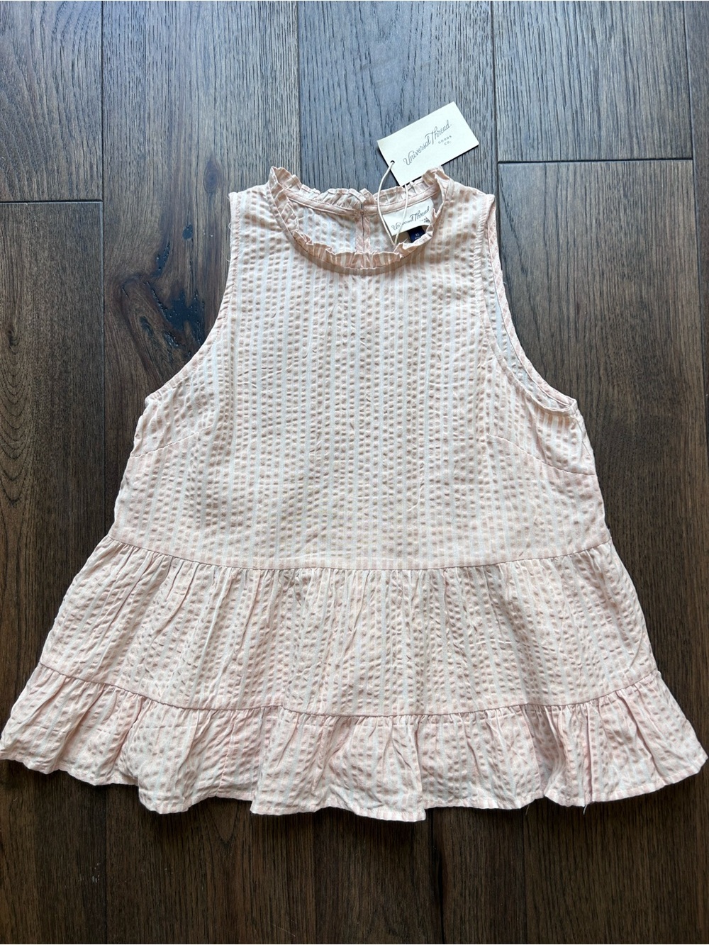 Universal Thread Sleeveless Textured Ruffle-Hem Tank - Blush Pink New With Tags